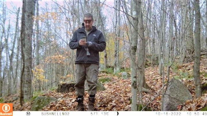 Here I am at one of my test locations, eagerly awaiting my Bushnell App for successful image transmission.