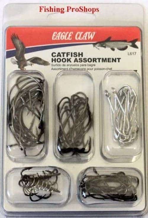 Eagle Claw's catfish hook assortment against a white background.
